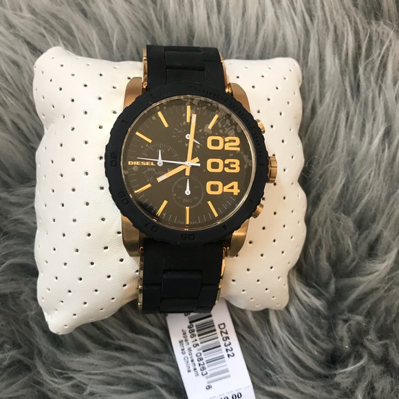diesel black and gold watch